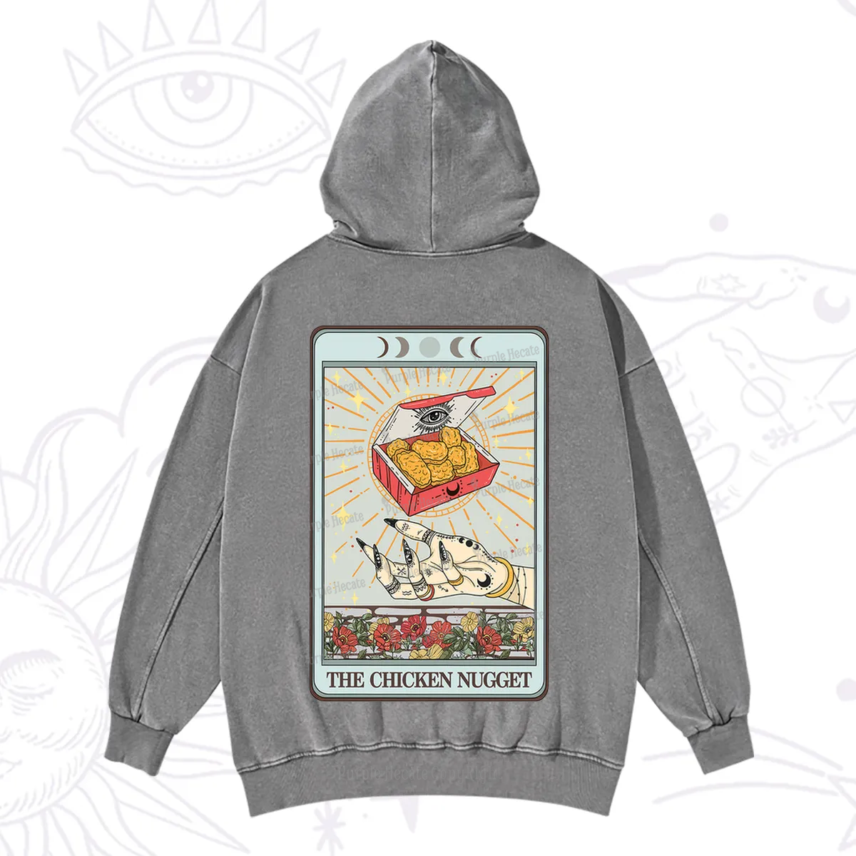 Purplehecate The Chicken Nugget Tarot Card Washed Hoodie