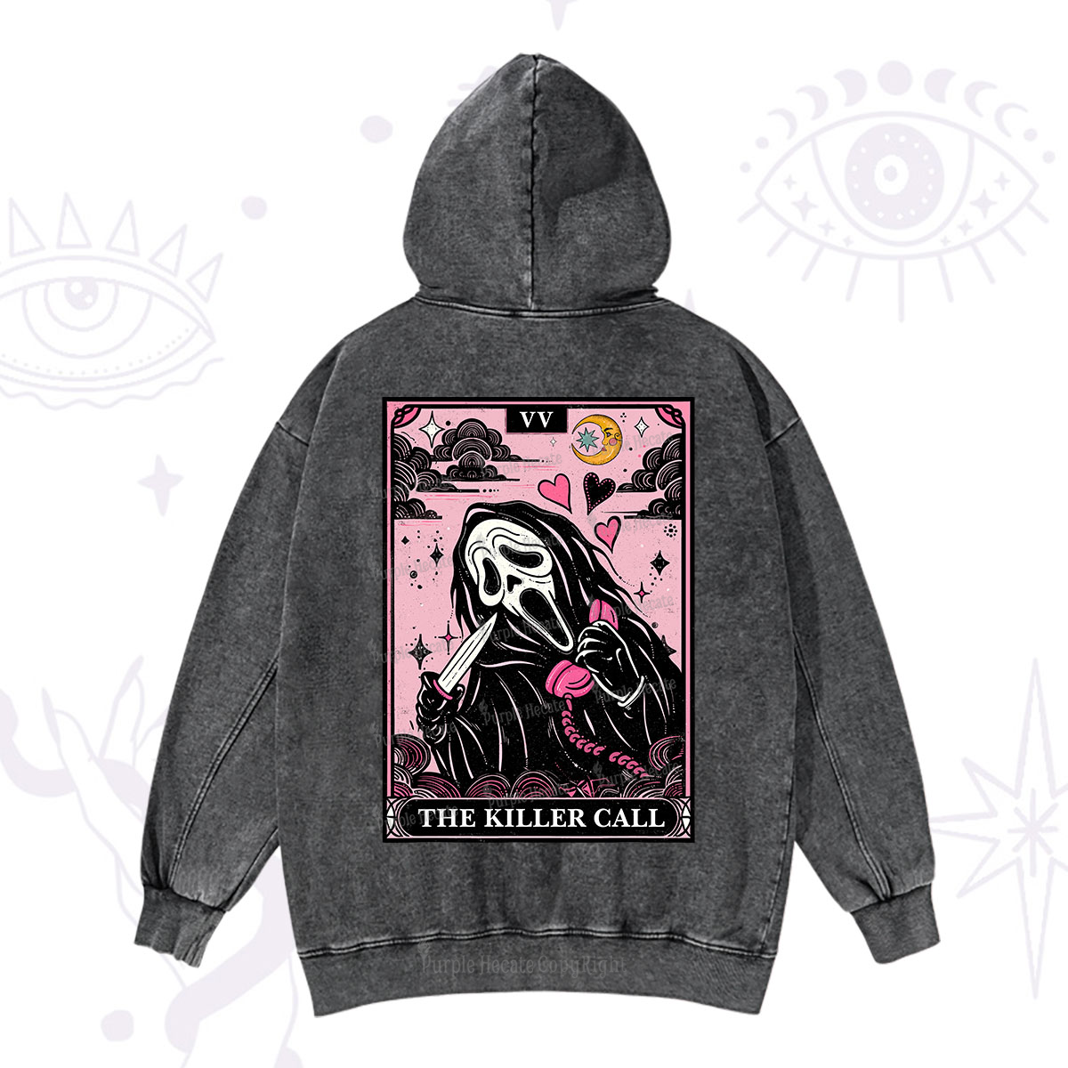 Purplehecate The Killer Call Tarot Washed Hoodie