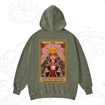Purplehecate The High Priestess Prophecy Tarot Washed Hoodie