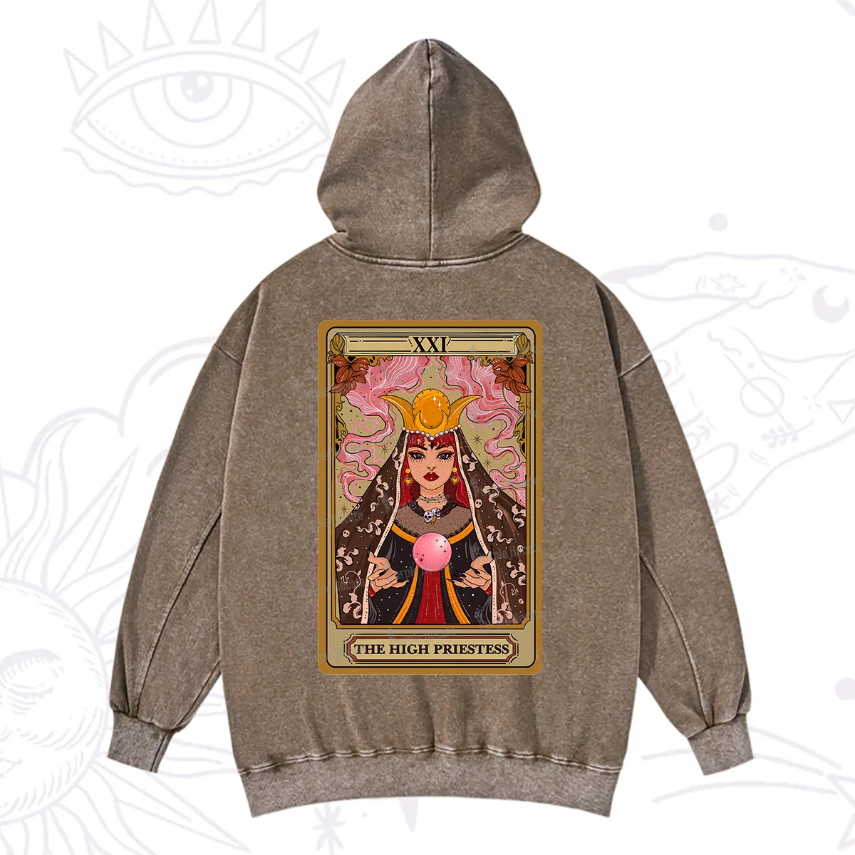 Purplehecate The High Priestess Prophecy Tarot Washed Hoodie