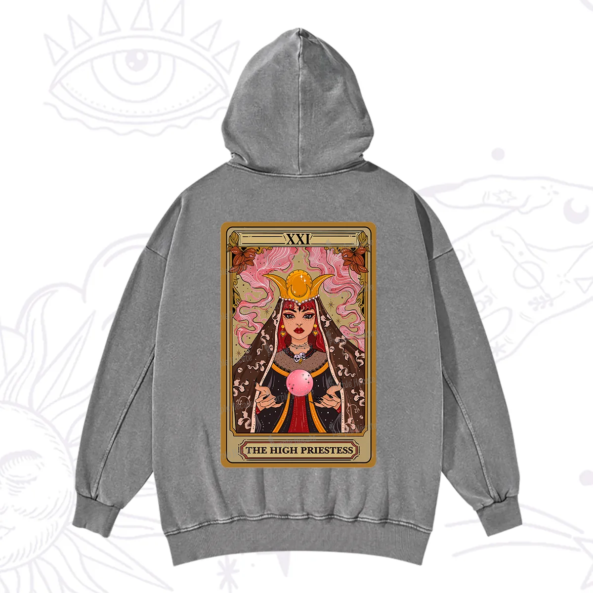 Purplehecate The High Priestess Prophecy Tarot Washed Hoodie