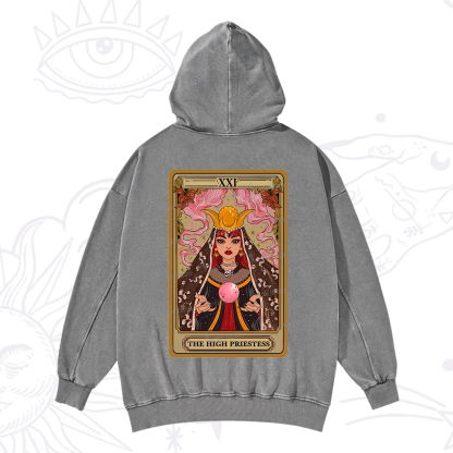 Purplehecate The High Priestess Prophecy Tarot Washed Hoodie