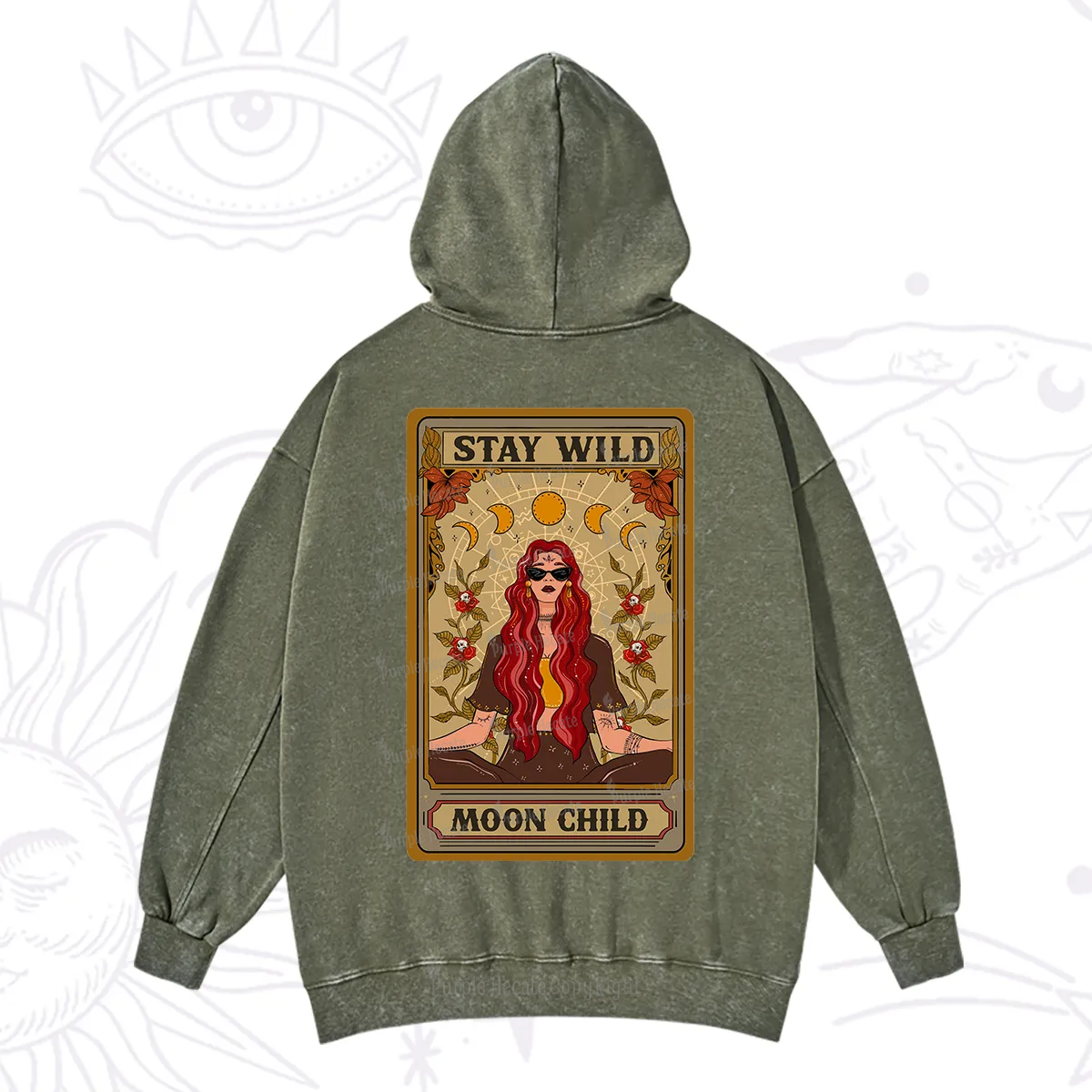 Purplehecate The Stay Wild Moon Child Oracle Card  Washed Hoodie