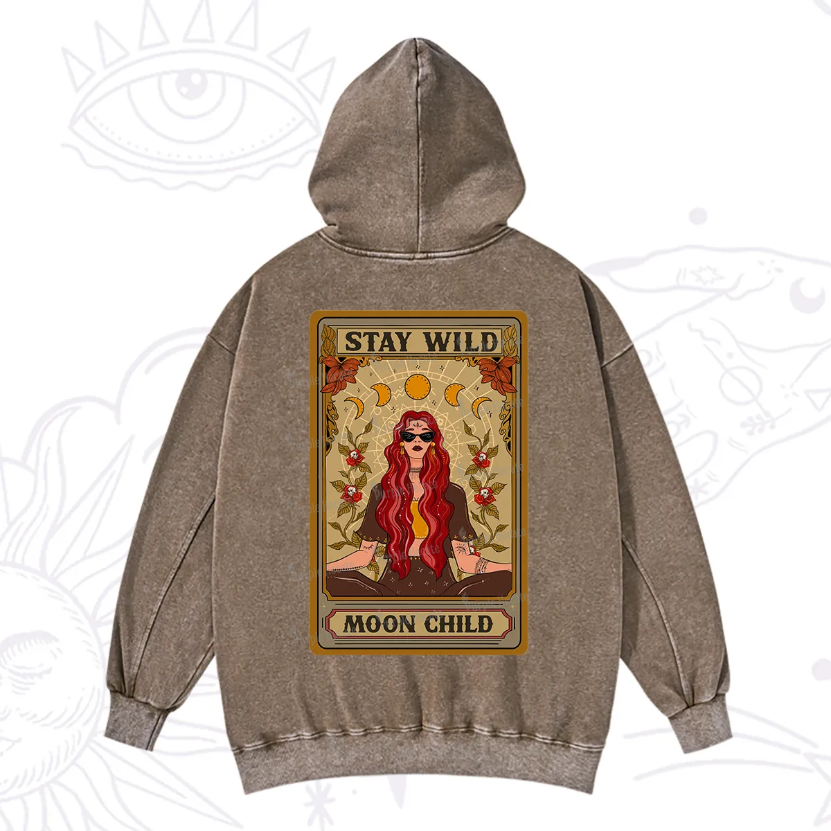 Purplehecate The Stay Wild Moon Child Oracle Card  Washed Hoodie