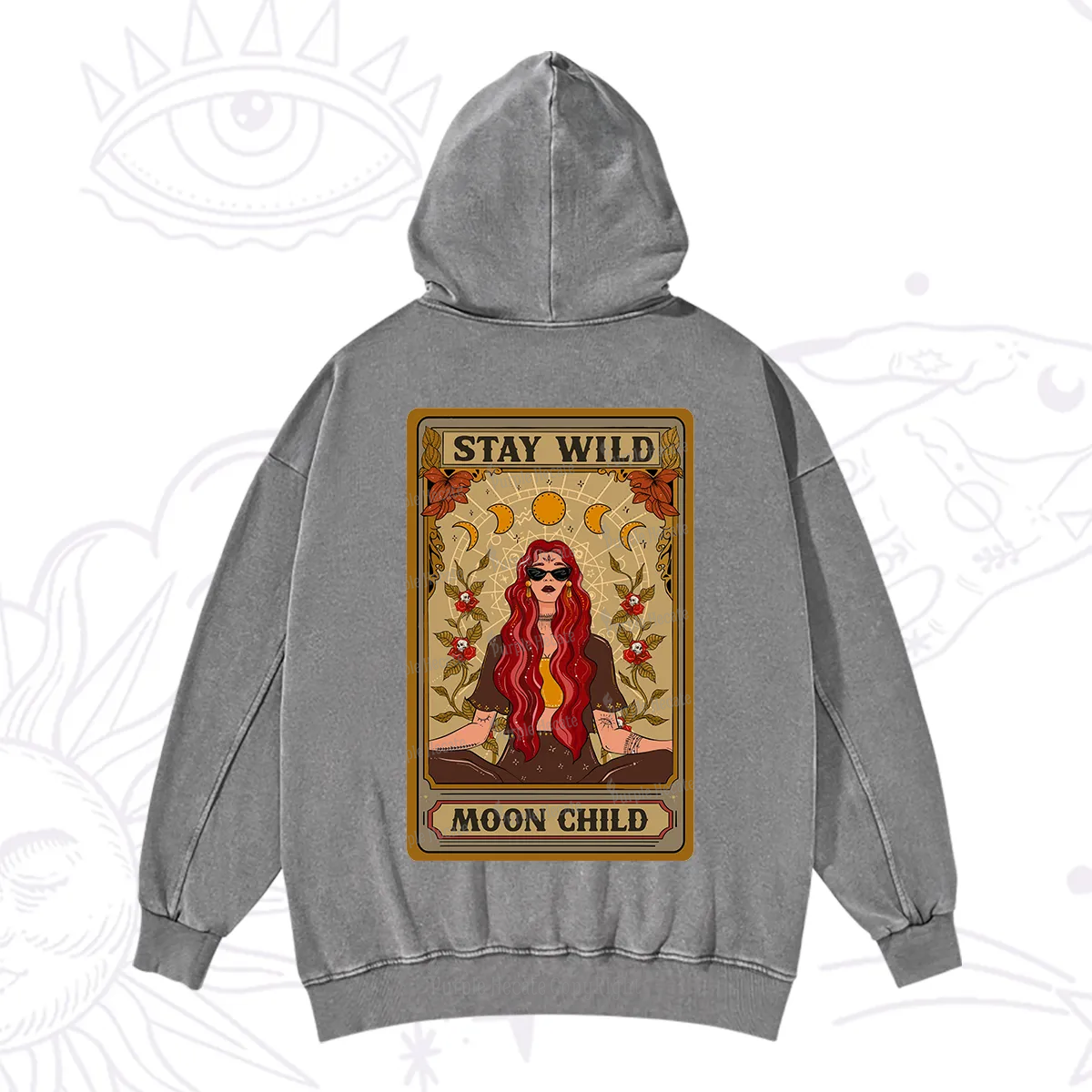 Purplehecate The Stay Wild Moon Child Oracle Card  Washed Hoodie