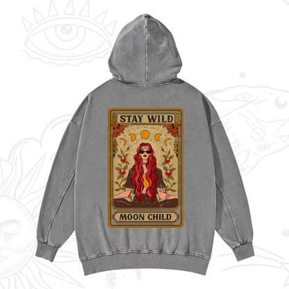 Purplehecate The Stay Wild Moon Child Oracle Card  Washed Hoodie