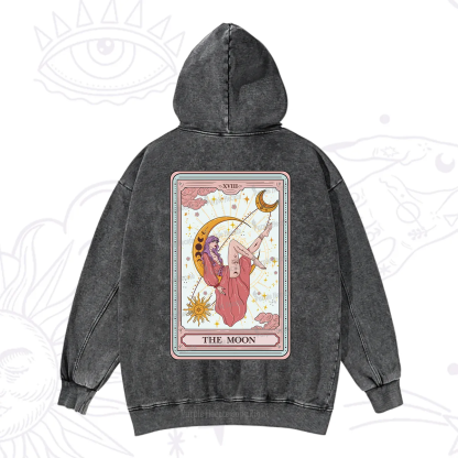 Purplehecate The Moon Tarot Washed Hoodie
