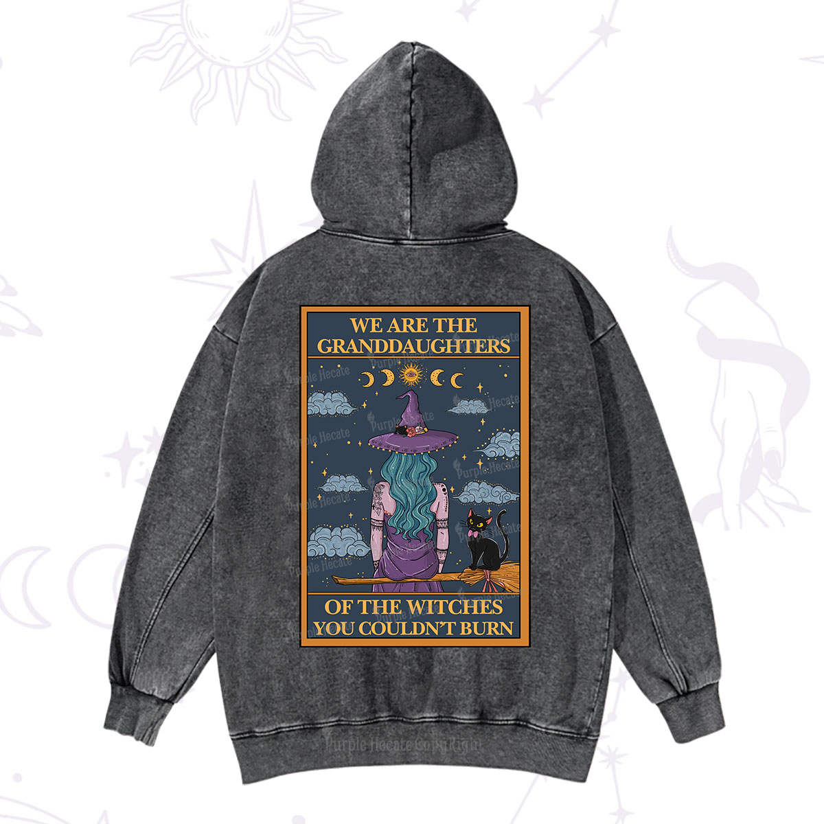 Purplehecate The Witches You Couldn't Burn Oracle Card Washed Hoodie