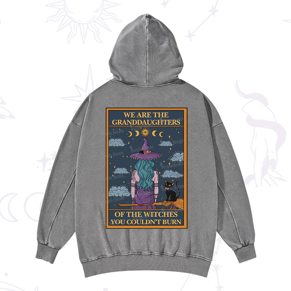 Purplehecate The Witches You Couldn't Burn Oracle Card Washed Hoodie
