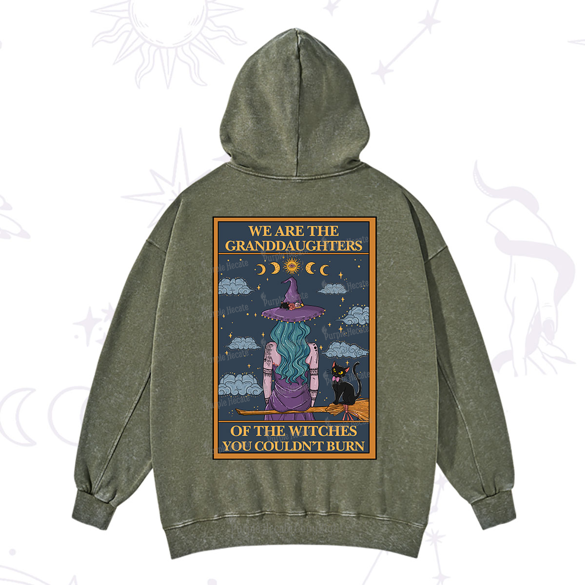 Purplehecate The Witches You Couldn't Burn Oracle Card Washed Hoodie