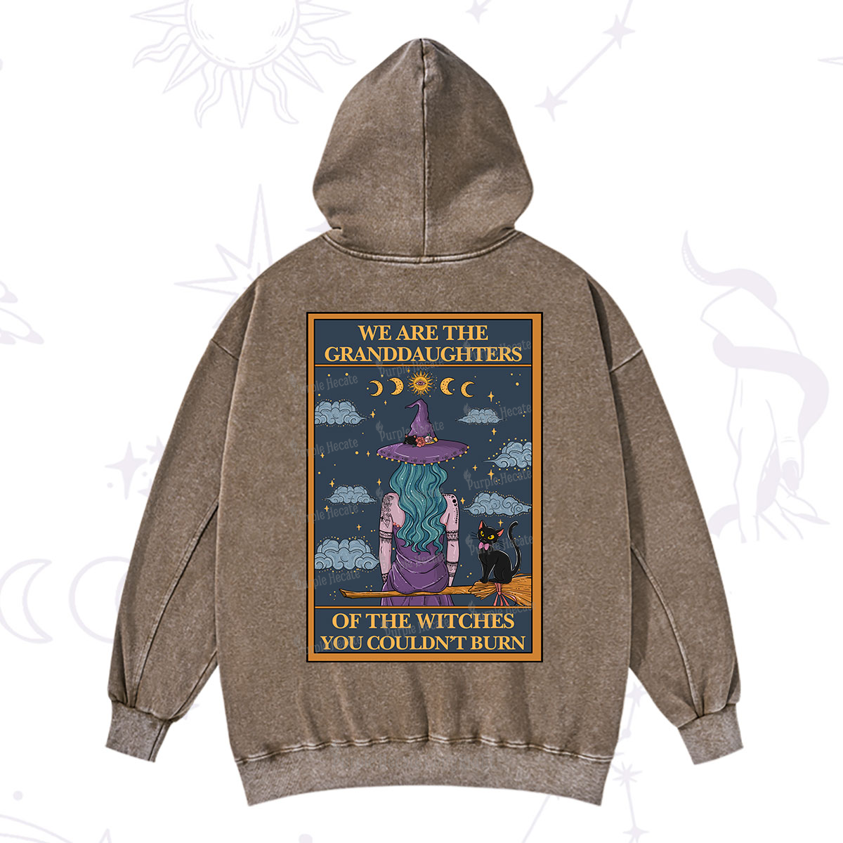 Purplehecate The Witches You Couldn't Burn Oracle Card Washed Hoodie
