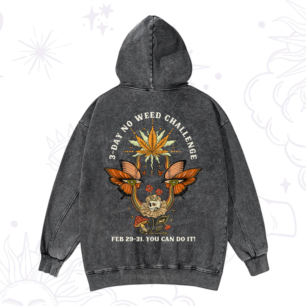 Purplehecate 3 Day No Weed Challenge Washed Hoodie