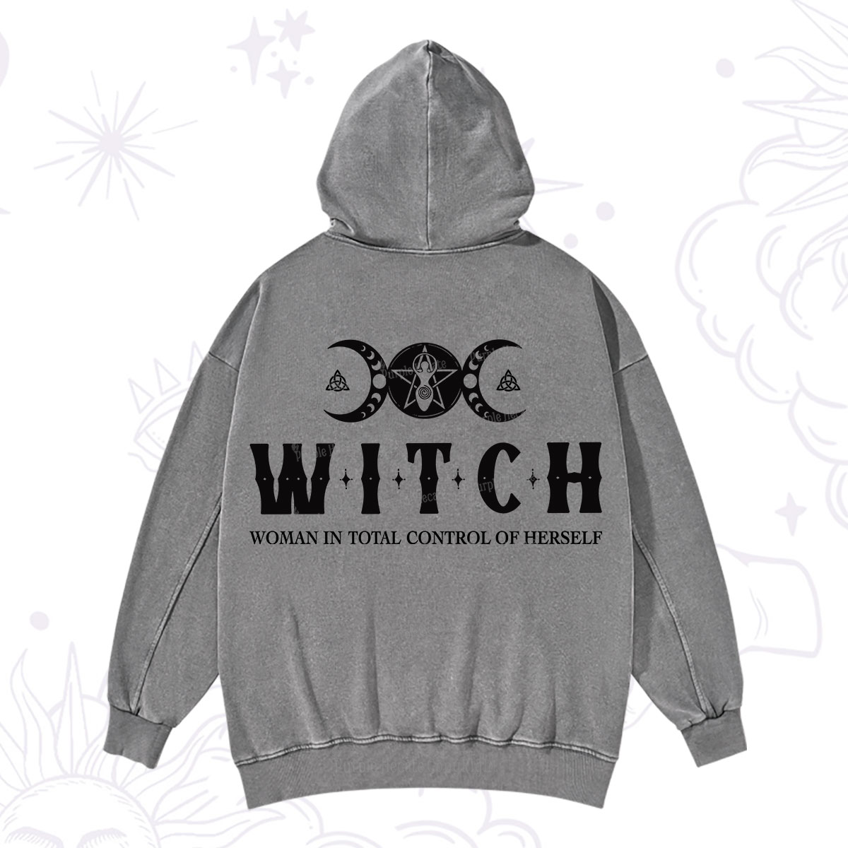 Purplehecate Hecate Woman in Total Control of Herself Washed Hoodie