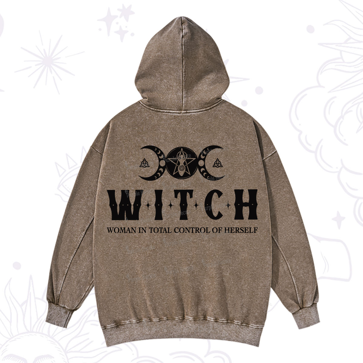 Purplehecate Hecate Woman in Total Control of Herself Washed Hoodie