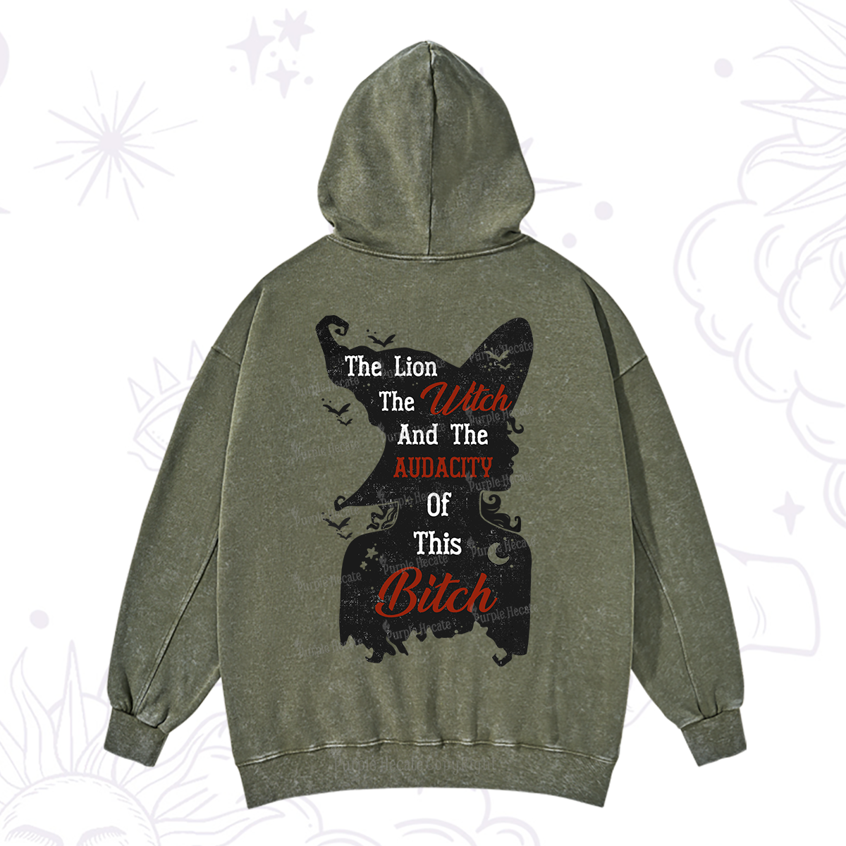 Purplehecate The Lion The Witch And The Audacity Of This Bitch Washed Hoodie