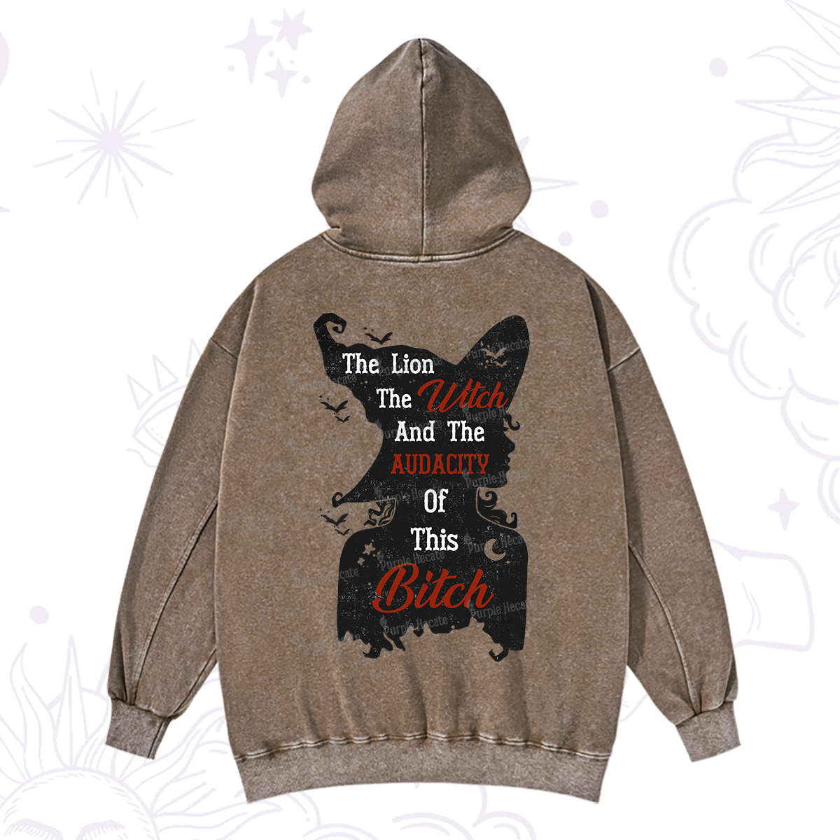 Purplehecate The Lion The Witch And The Audacity Of This Bitch Washed Hoodie