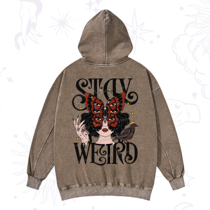 Purplehecate Stay Weird Gothic Butterfly Oracle Washed Hoodie