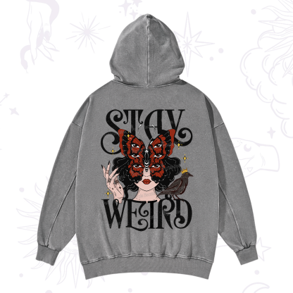 Purplehecate Stay Weird Gothic Butterfly Oracle Washed Hoodie