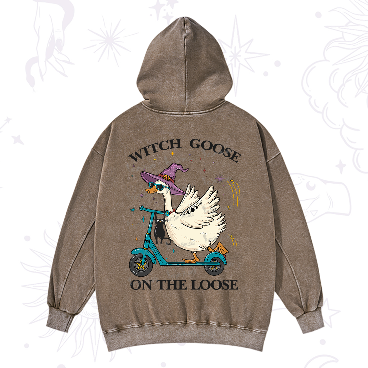 Purplehecate Witch Goose On The Loose Washed Hoodie