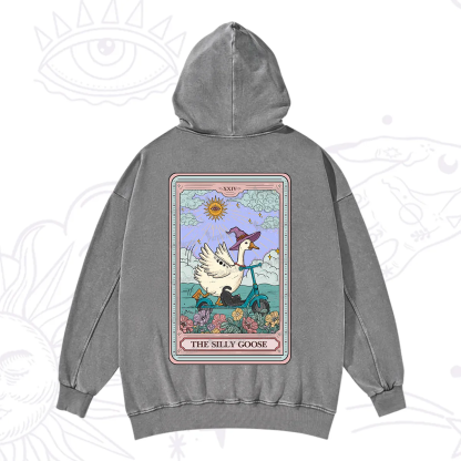 Purplehecate The Silly Goose Tarot Card Washed Hoodie