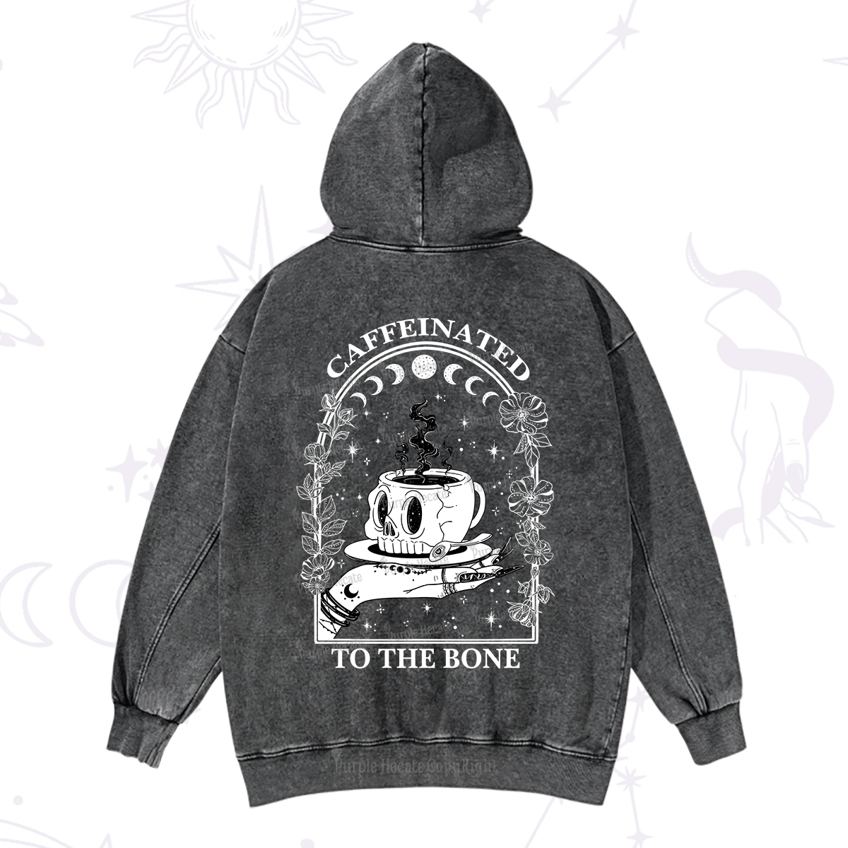 Purplehecate Caffeinated To The Bone Washed Hoodie
