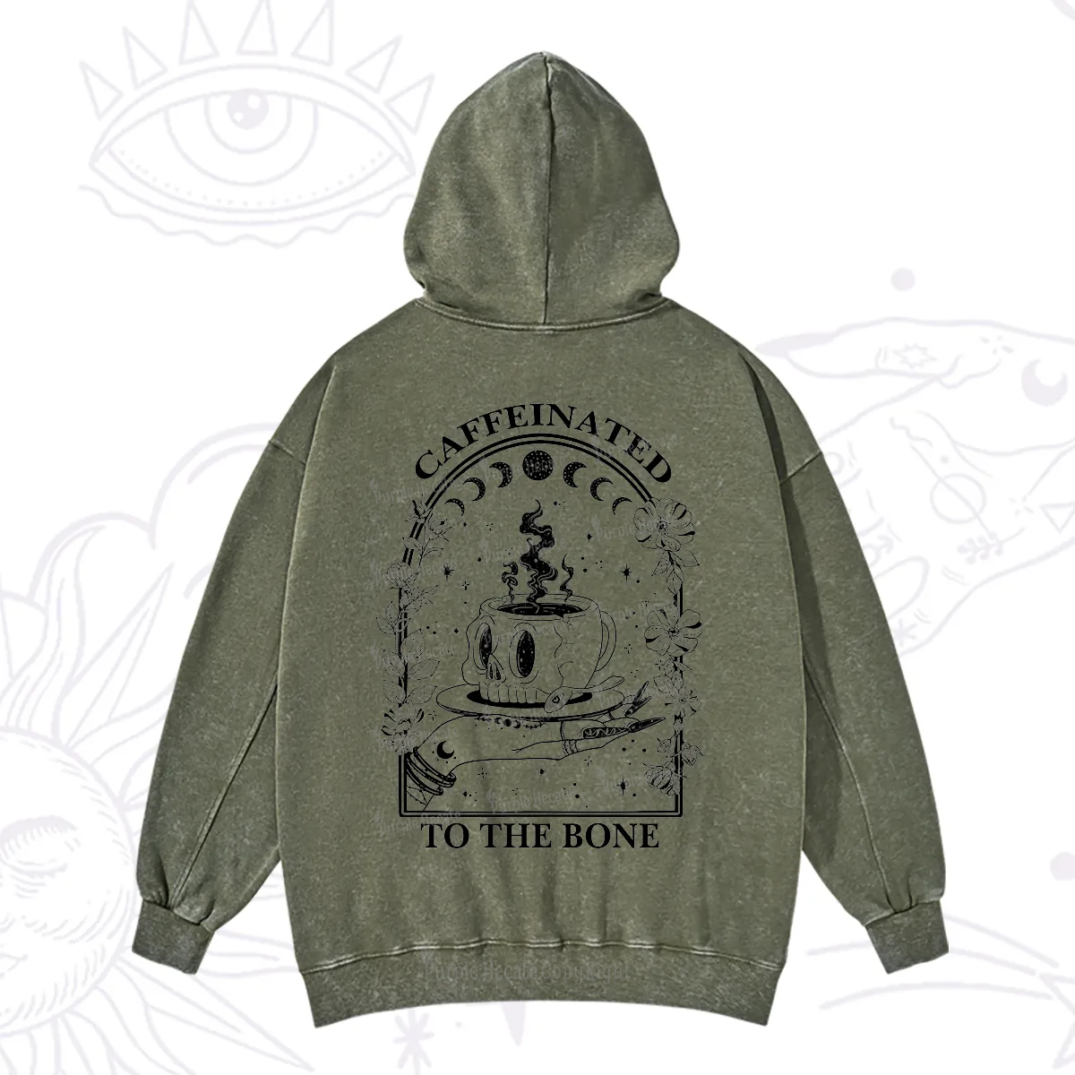 Purplehecate Caffeinated To The Bone Washed Hoodie