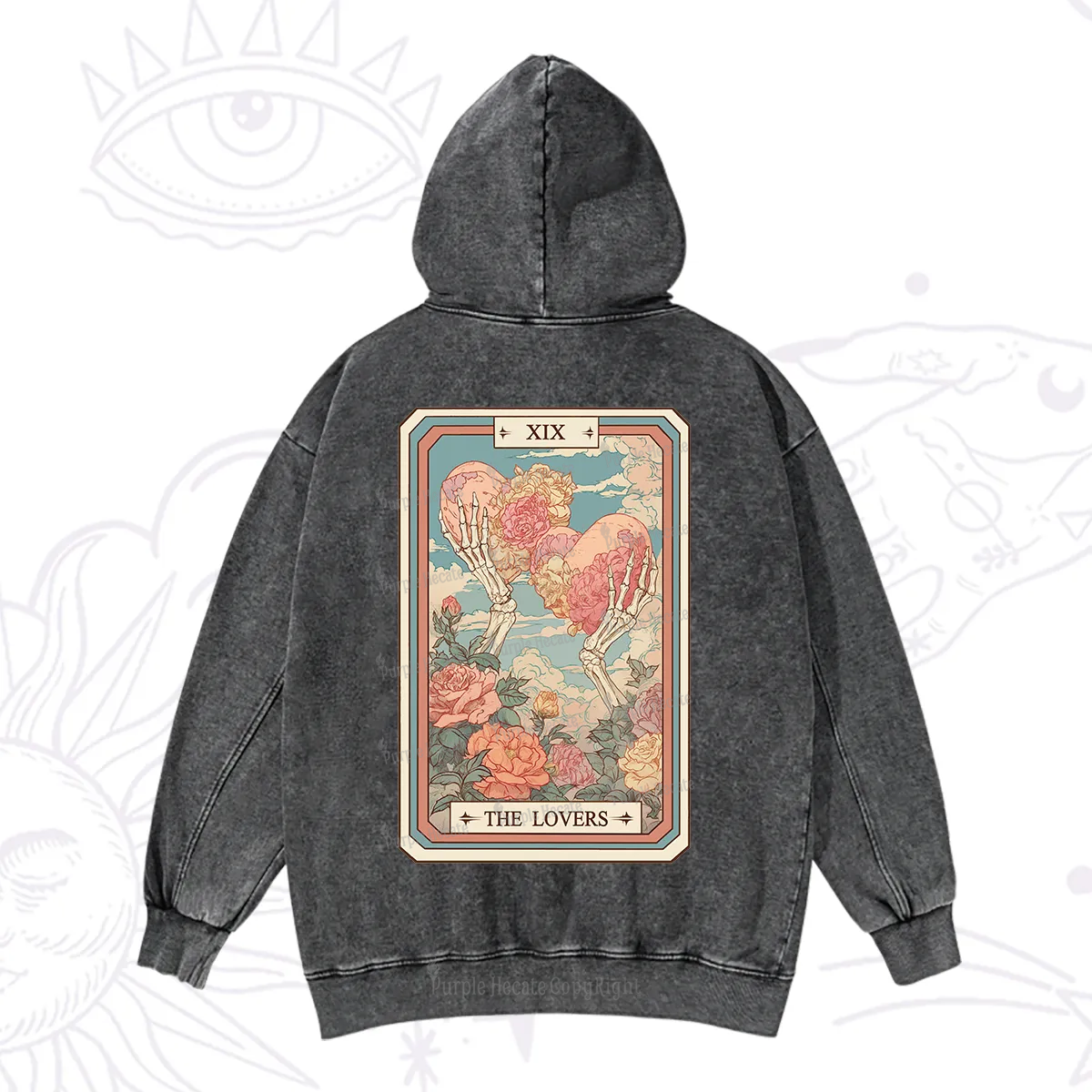 Purplehecate The Lovers Undying Heart Tarot Washed Hoodie