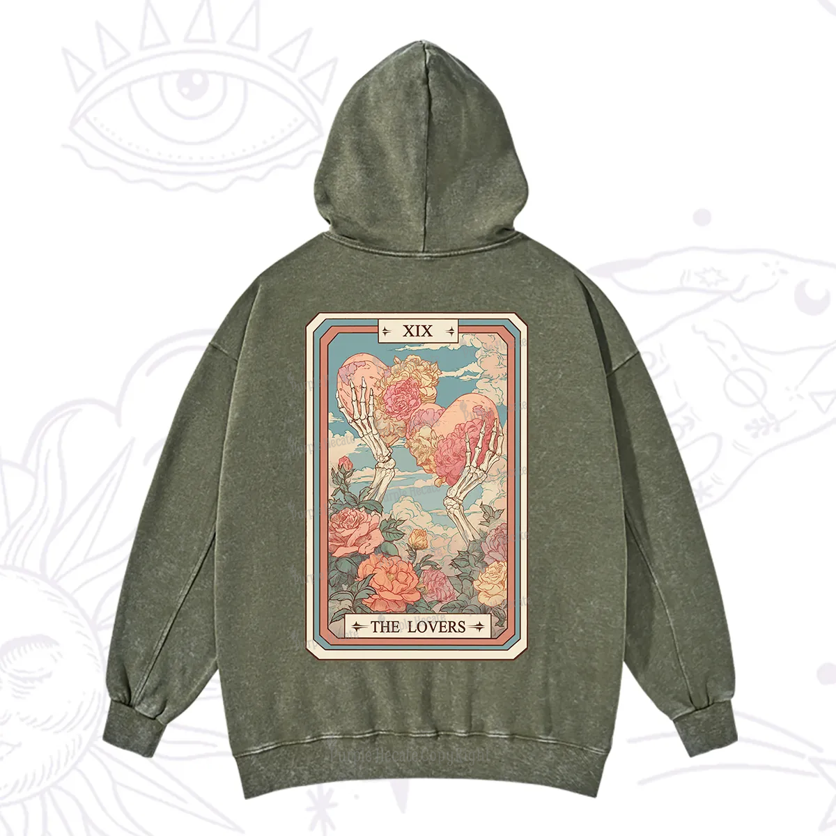 Purplehecate The Lovers Undying Heart Tarot Washed Hoodie