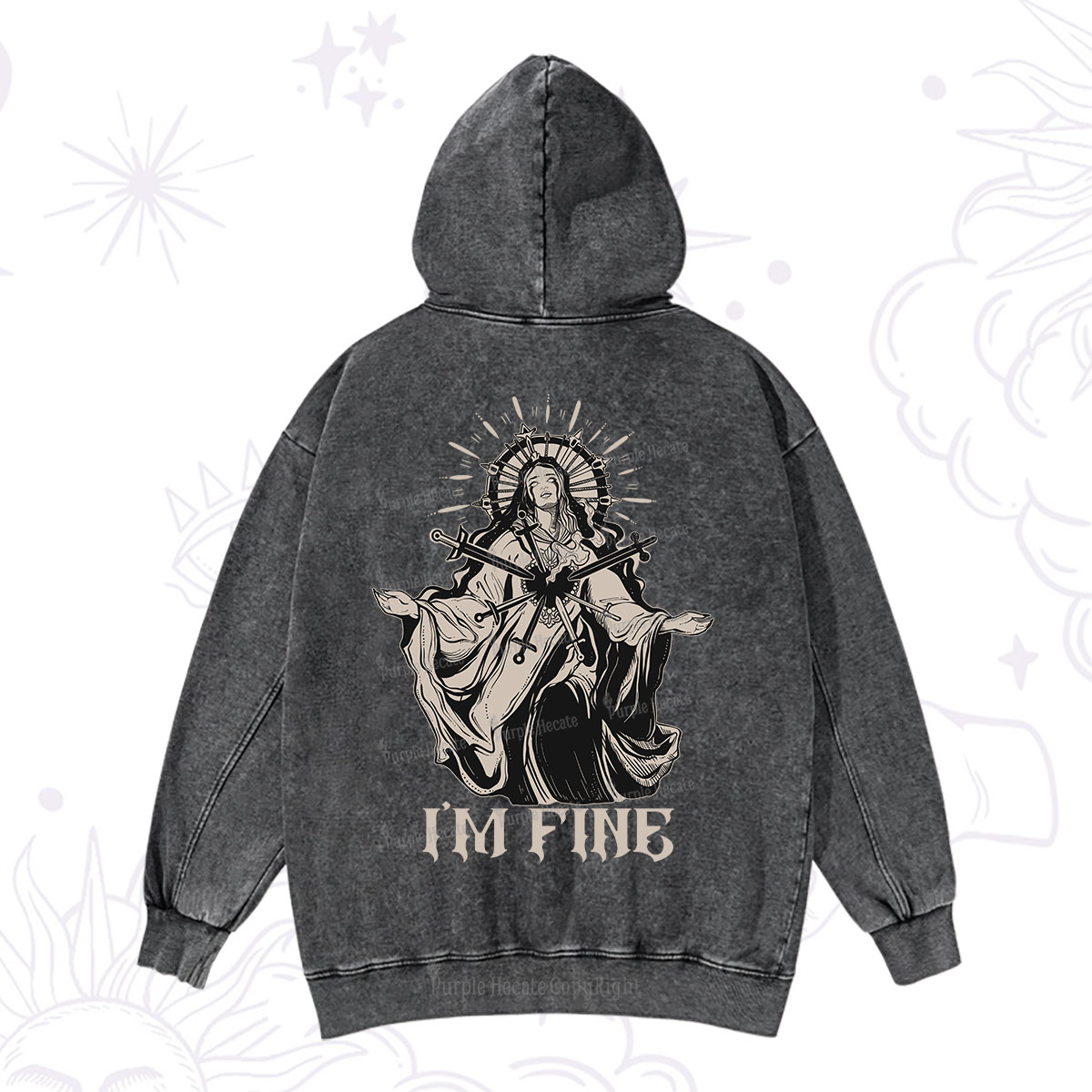 Purplehecate I'm Fine Washed Hoodie