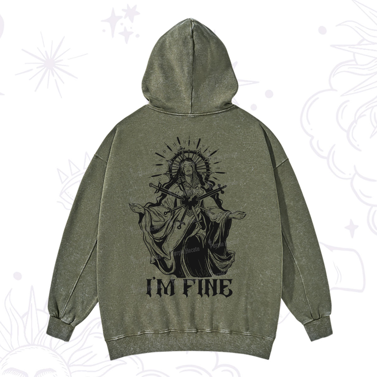 Purplehecate I'm Fine Washed Hoodie