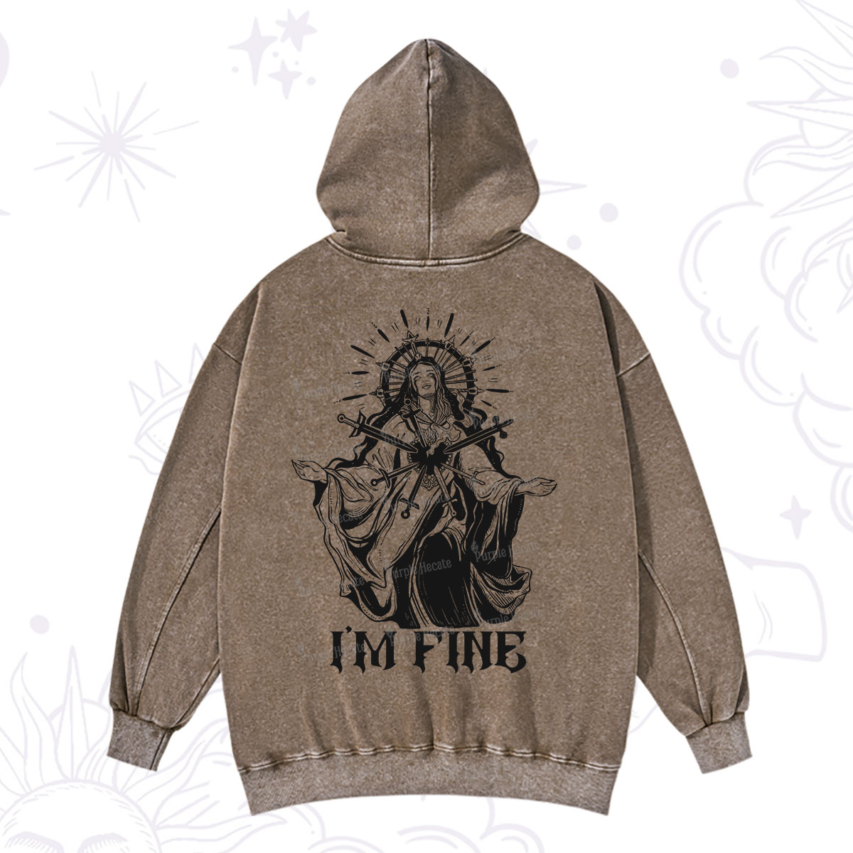 Purplehecate I'm Fine Washed Hoodie