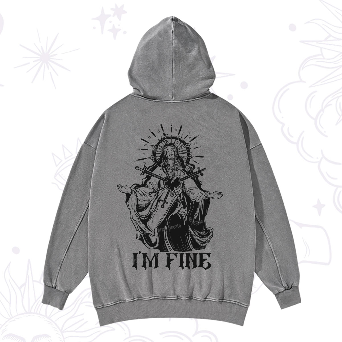 Purplehecate I'm Fine Washed Hoodie
