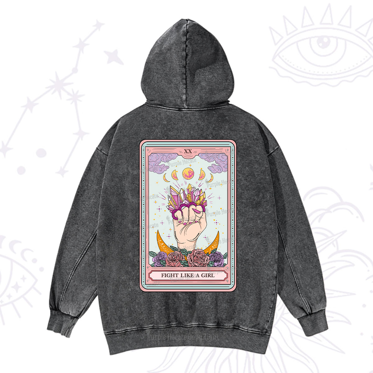 Purplehecate The Fight Like A Girl Tarot Washed Hoodie