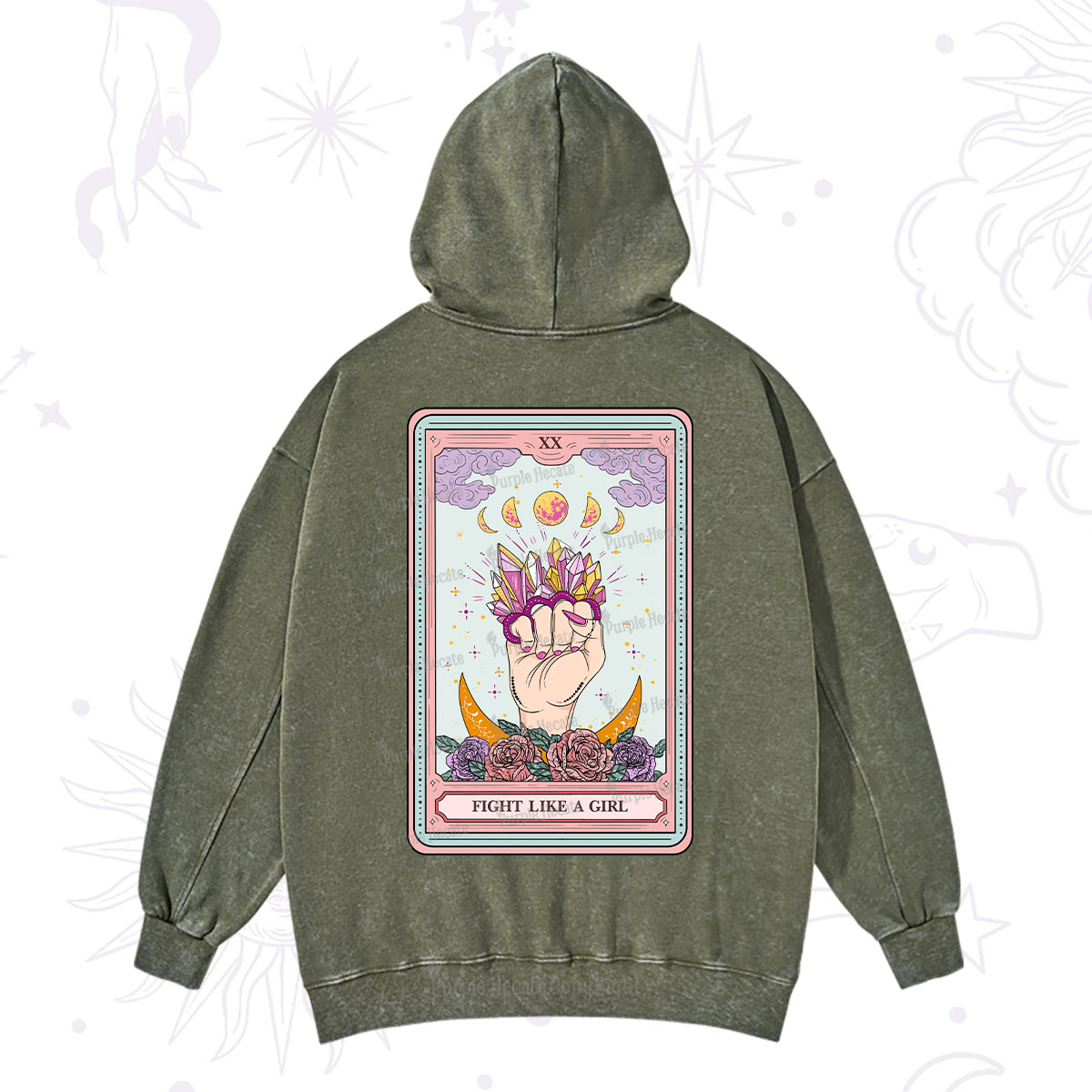 Purplehecate The Fight Like A Girl Tarot Washed Hoodie