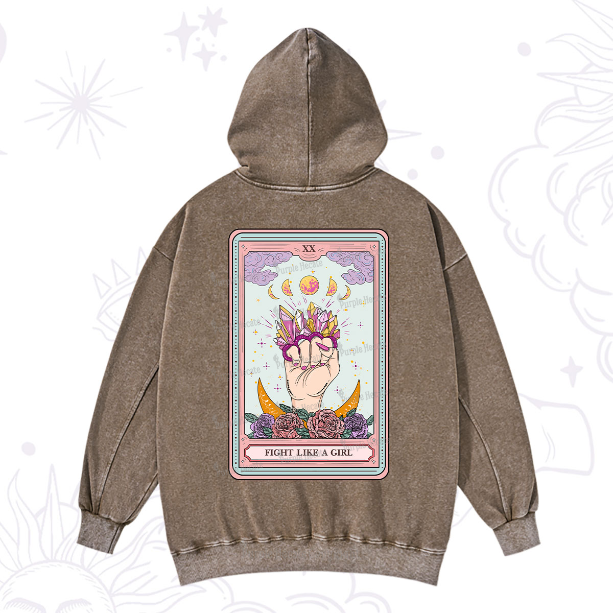 Purplehecate The Fight Like A Girl Tarot Washed Hoodie