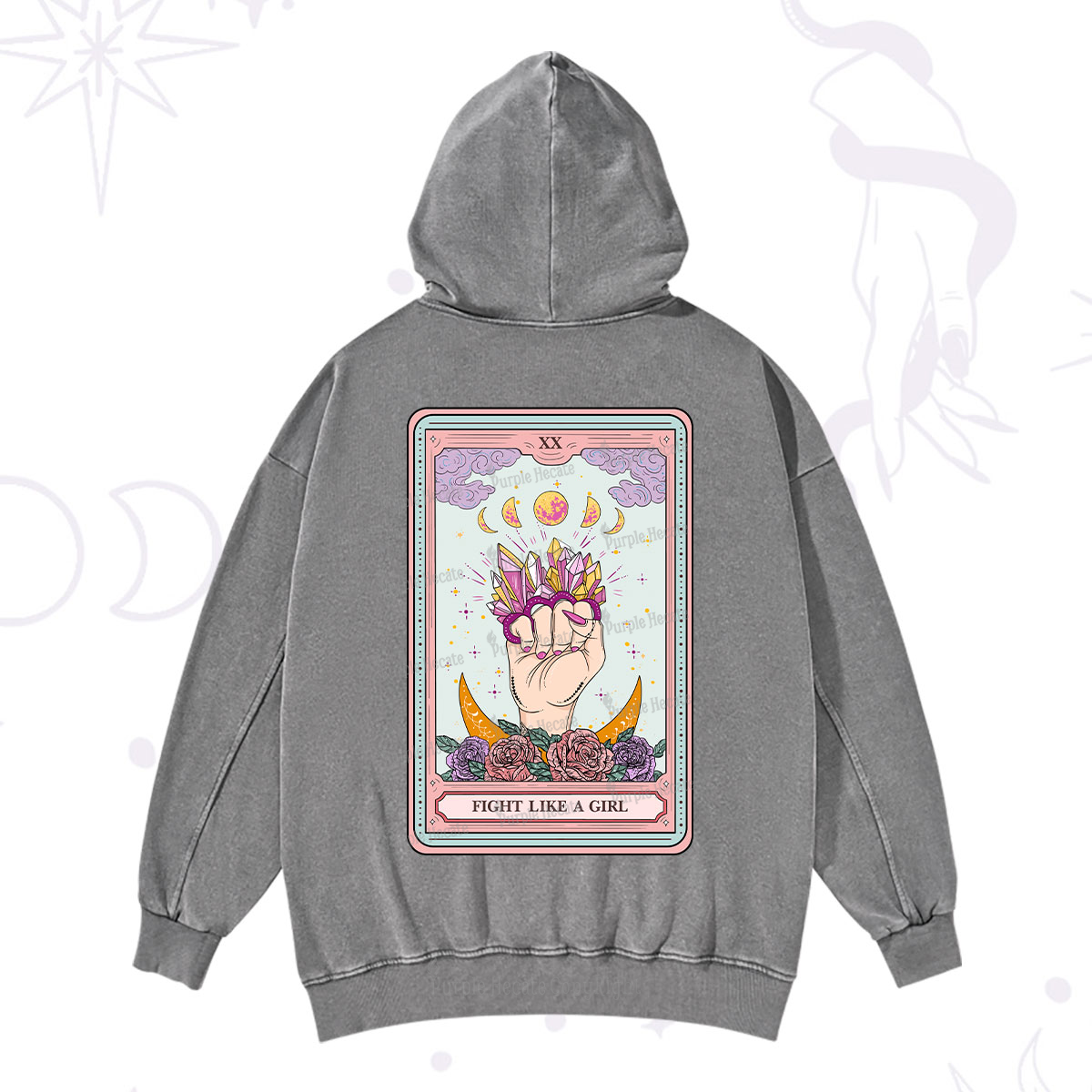 Purplehecate The Fight Like A Girl Tarot Washed Hoodie