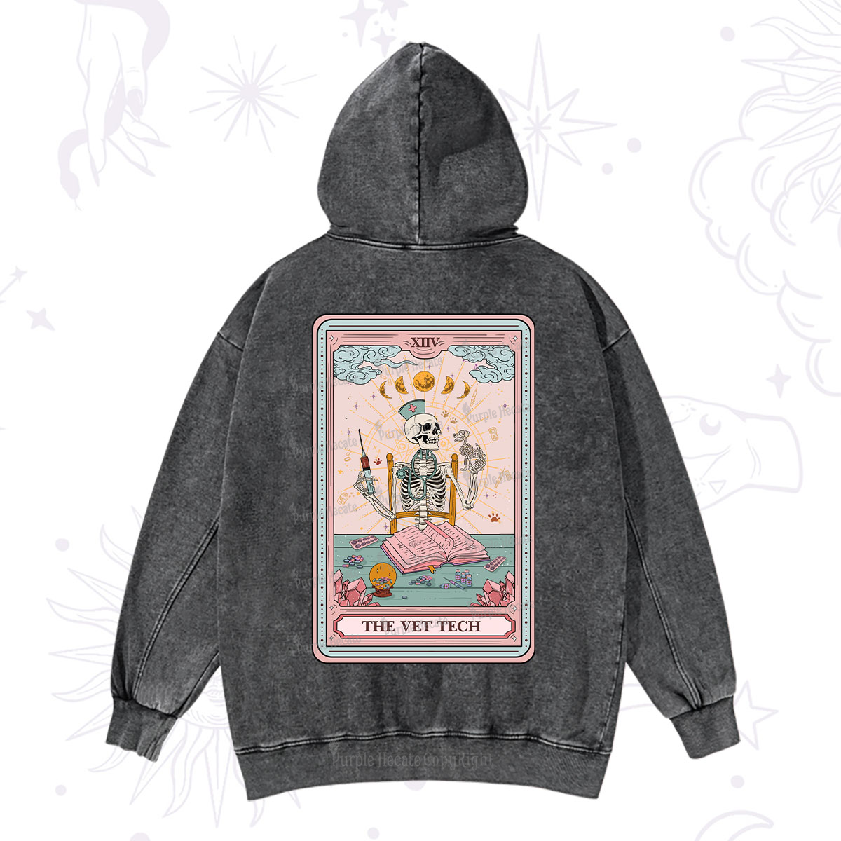 Purplehecate The Vet Tech Tarot Card Washed Hoodie