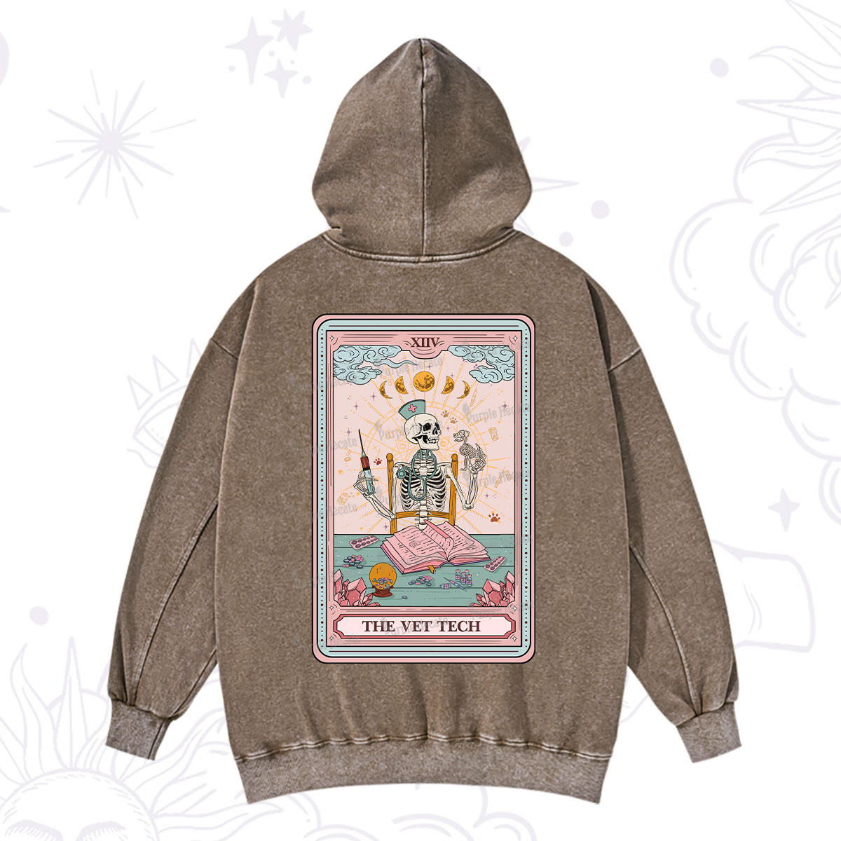 Purplehecate The Vet Tech Tarot Card Washed Hoodie