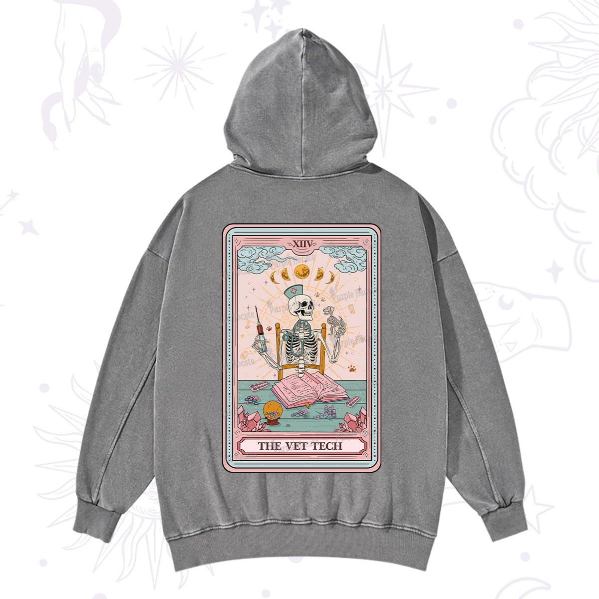 Purplehecate The Vet Tech Tarot Card Washed Hoodie