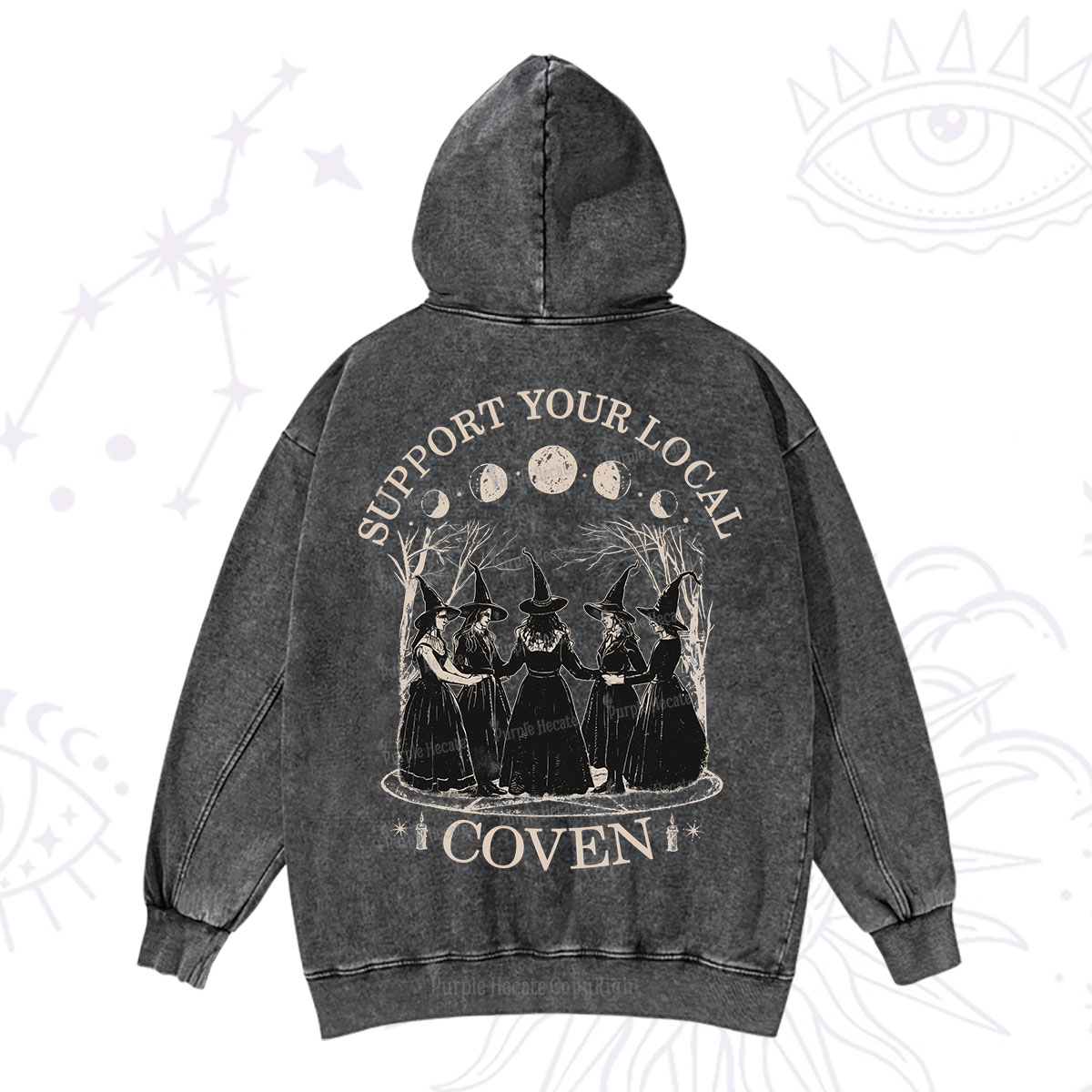 Purplehecate Support Your Local Coven Washed Hoodie