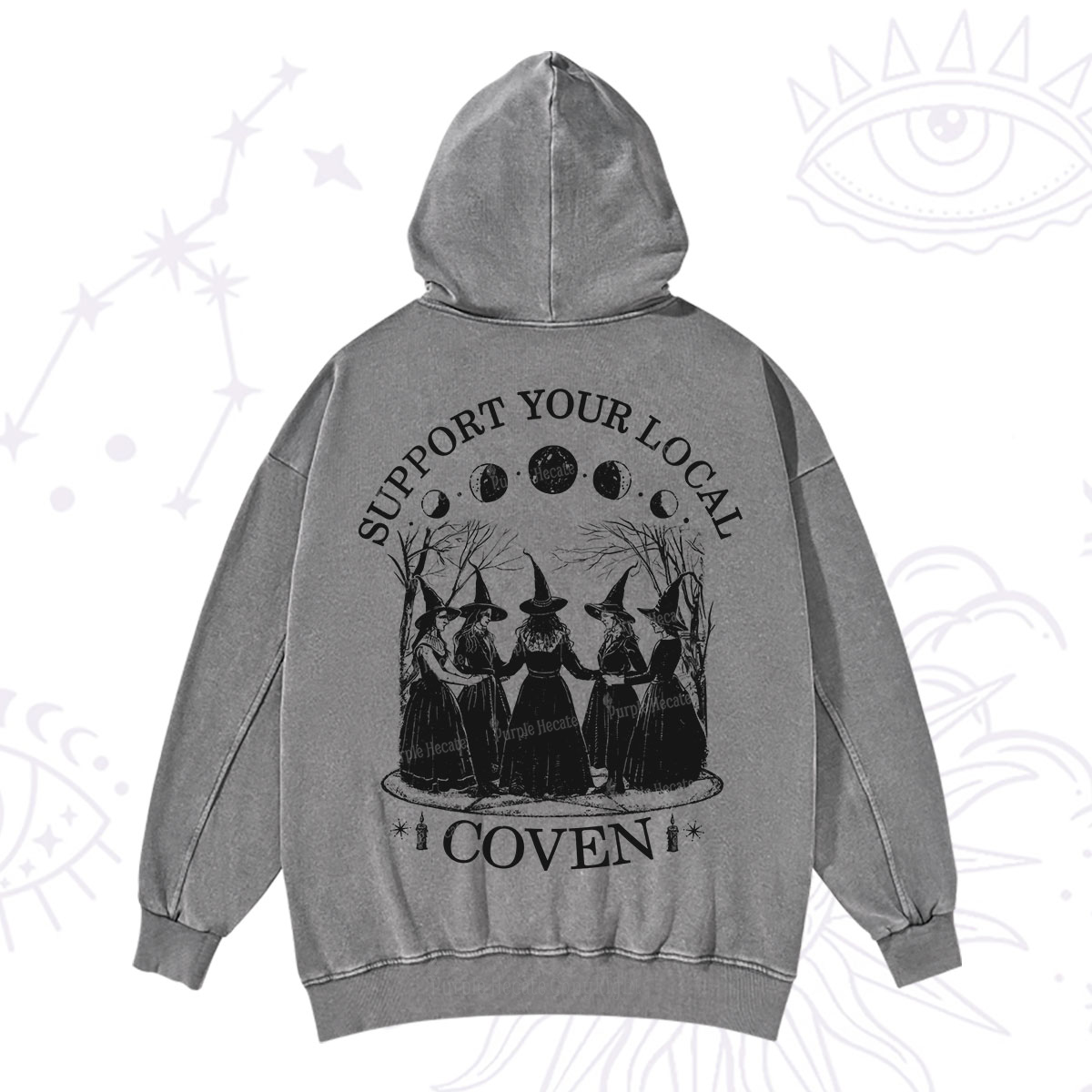 Purplehecate Support Your Local Coven Washed Hoodie
