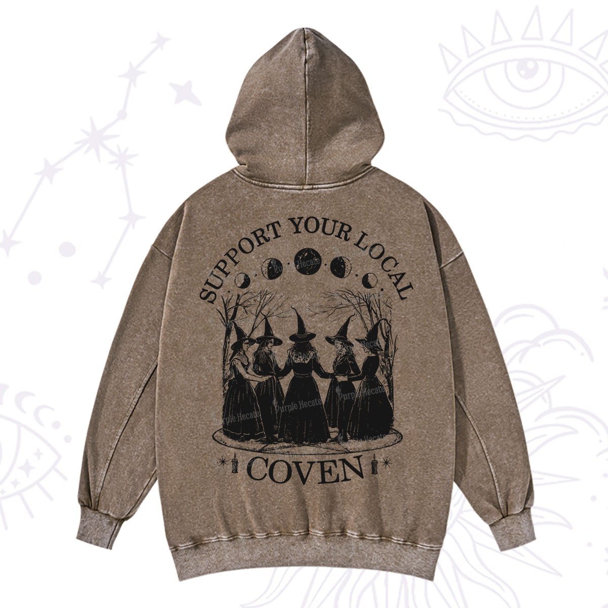 Purplehecate Support Your Local Coven Washed Hoodie