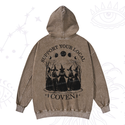 Purplehecate Support Your Local Coven Washed Hoodie