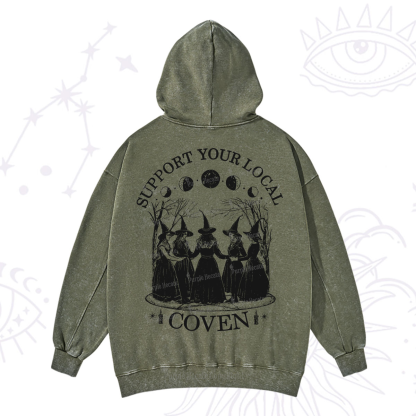 Purplehecate Support Your Local Coven Washed Hoodie