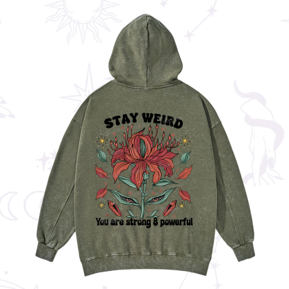 Purplehecate Stay Weird Floral Washed Hoodie