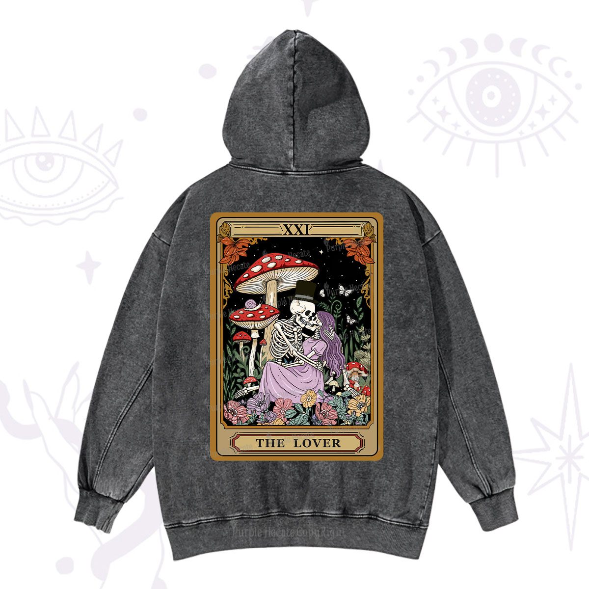 Purplehecate The Vintage Lover Tarot Washed Hoodie