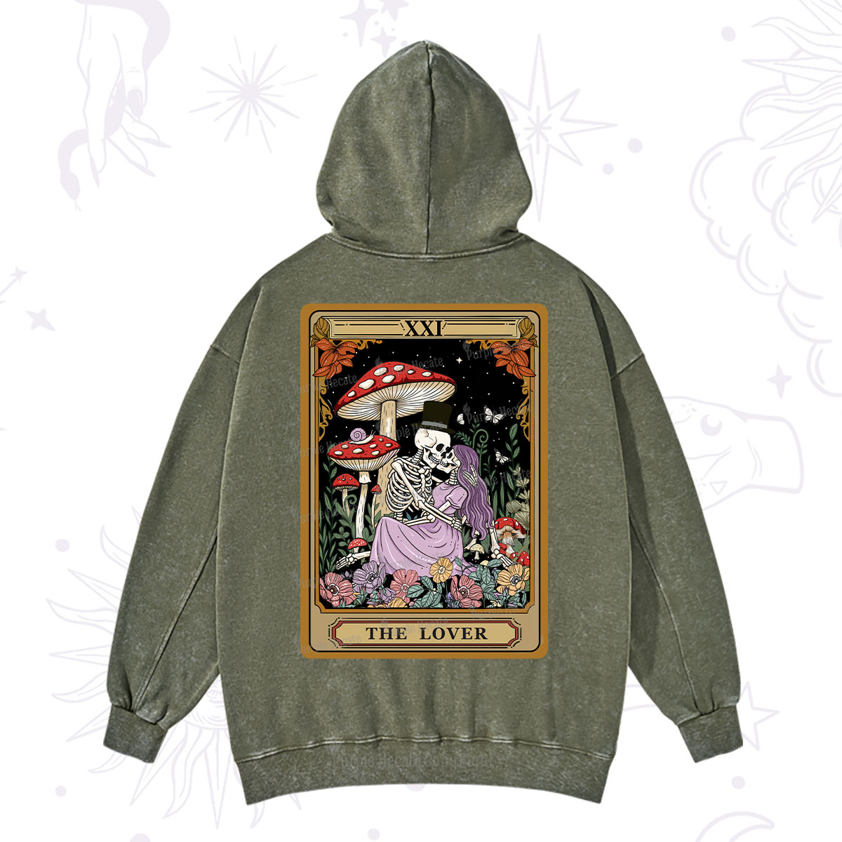 Purplehecate The Vintage Lover Tarot Washed Hoodie