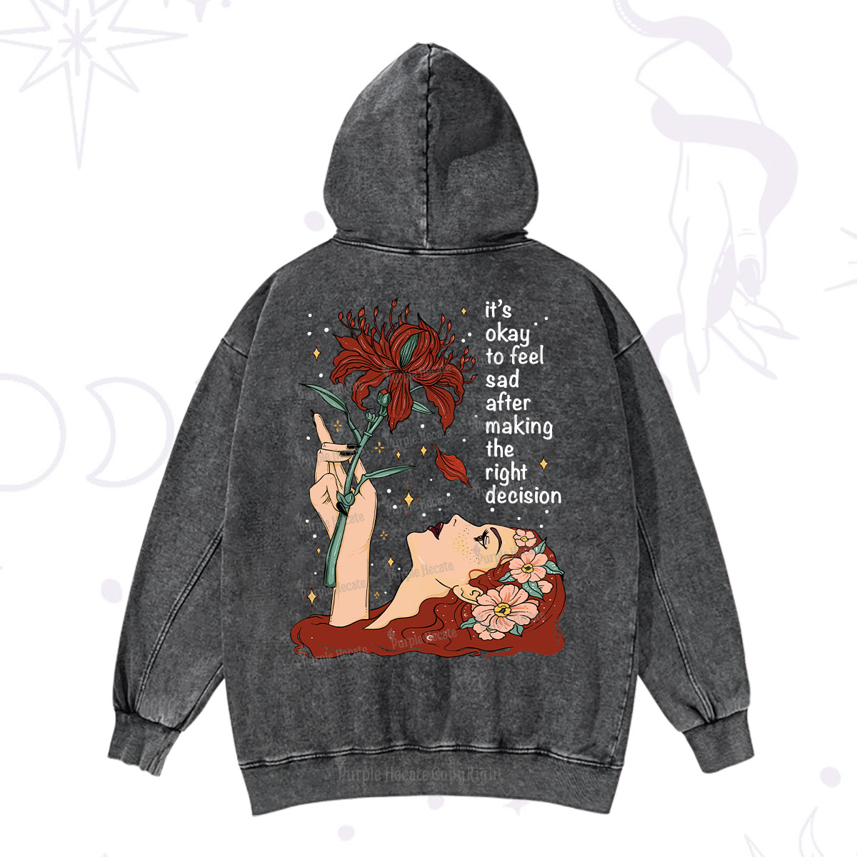 Purplehecate It's Okay To Feel Sad After Making The Right Decision Washed Hoodie