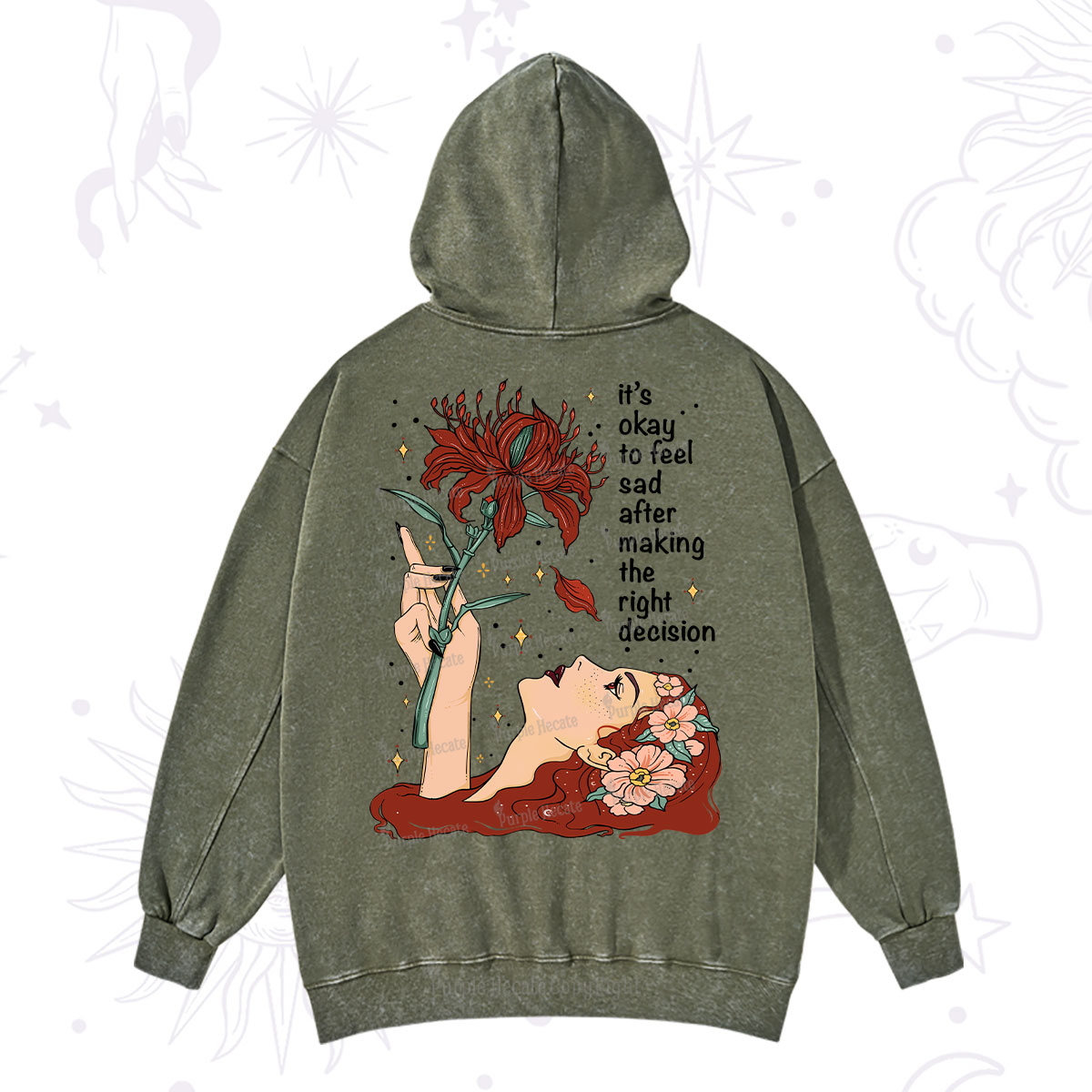 Purplehecate It's Okay To Feel Sad After Making The Right Decision Washed Hoodie