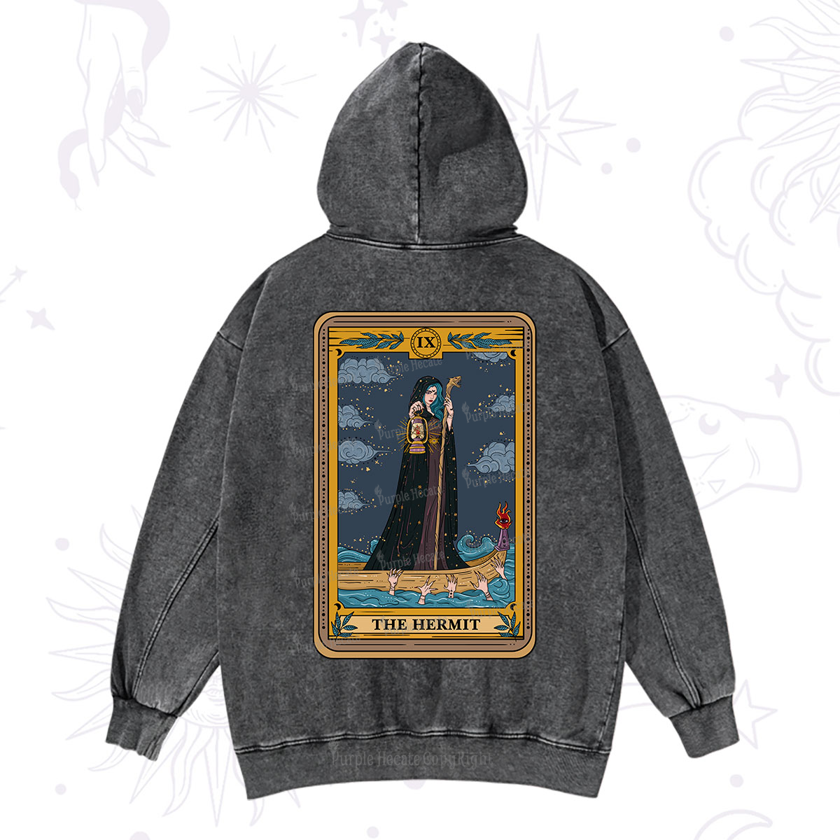 Purplehecate The Hermit Goddess Tarot Washed Hoodie